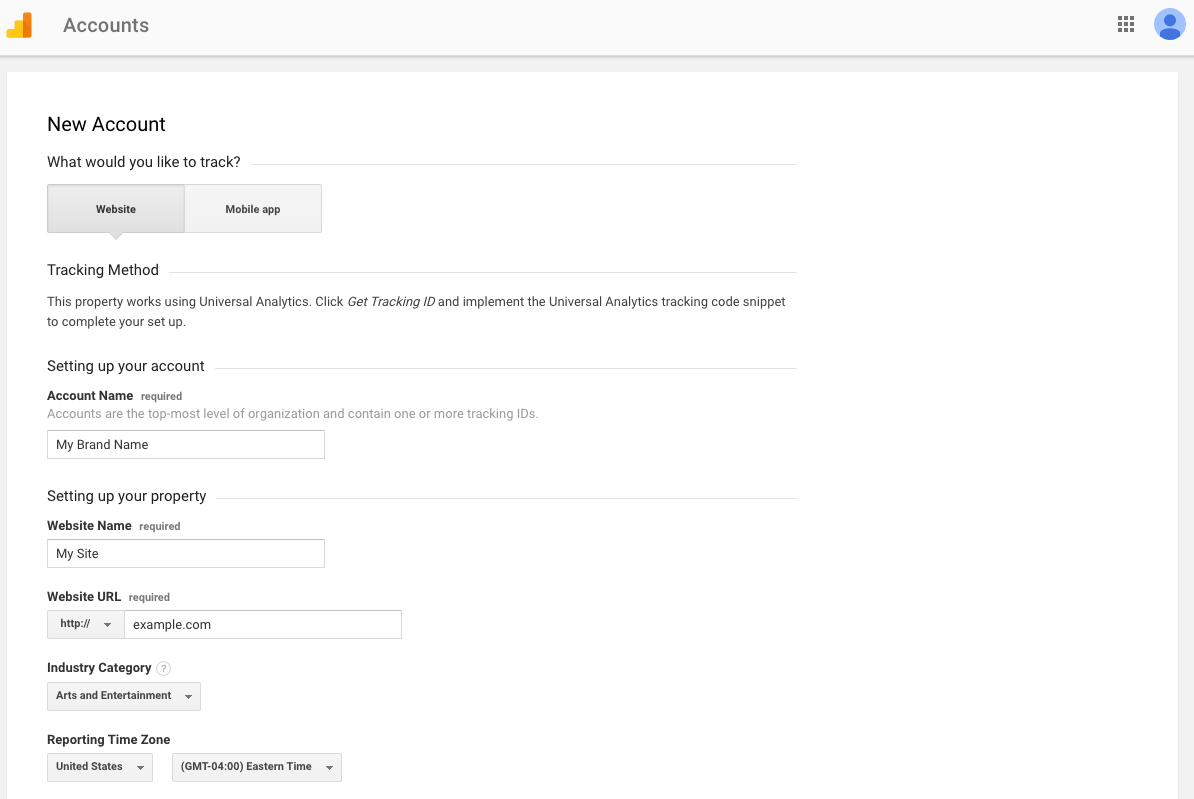 Google Analytics New Account Criteria