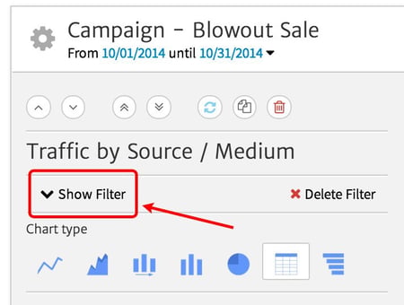 opening the filter on a megalytic widget