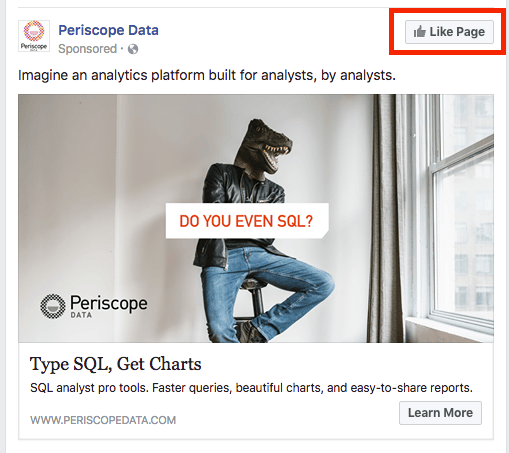 Facebook Page Like from an Ad