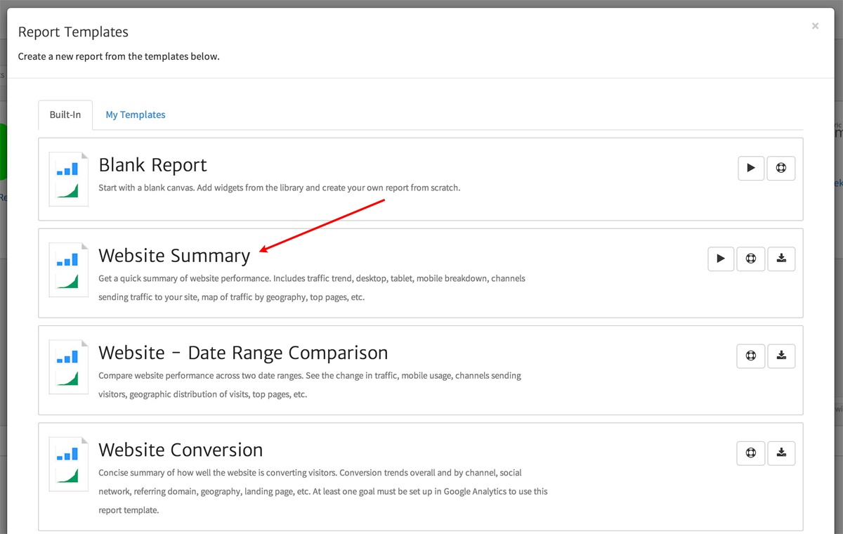 Selecting a Template in Megalytic