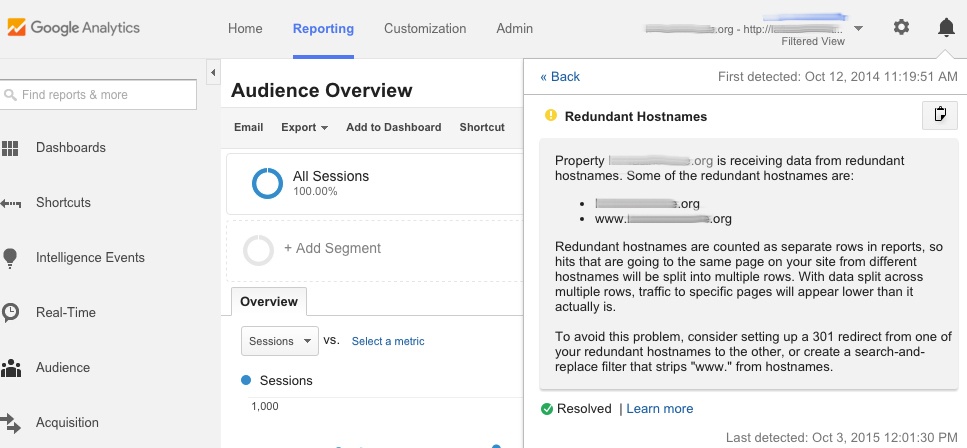 Finding Redundant Hostnames using Google Analytics