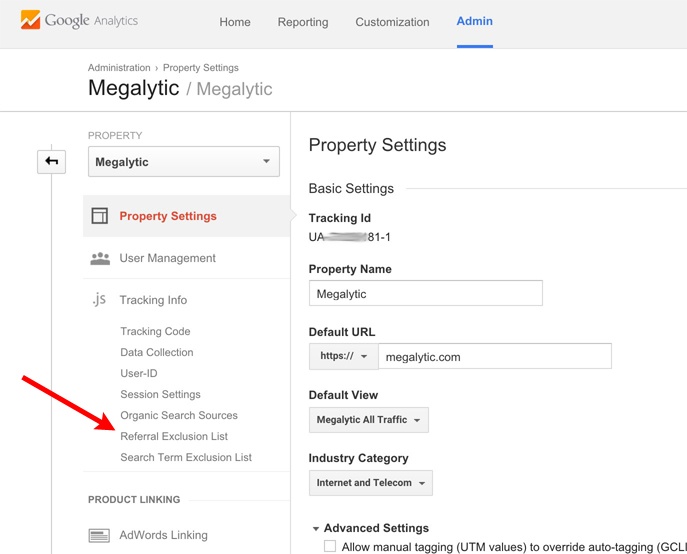 Google Analytics Opening the Referral Exclusion List