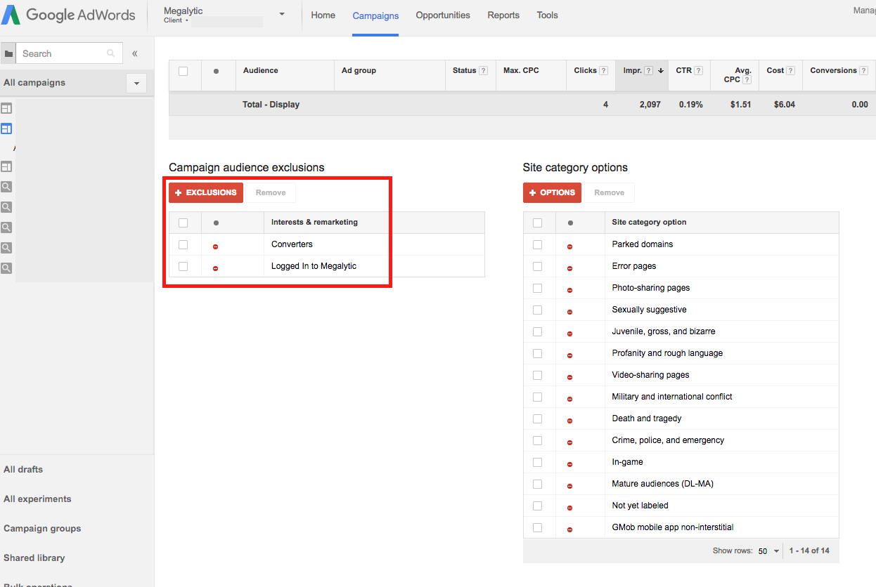 Remarketing Exclusions