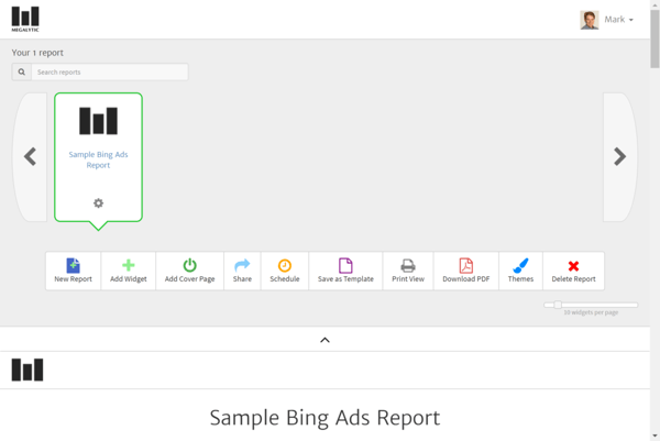 Sample Bing Ads Report in Megalytic Wordspace