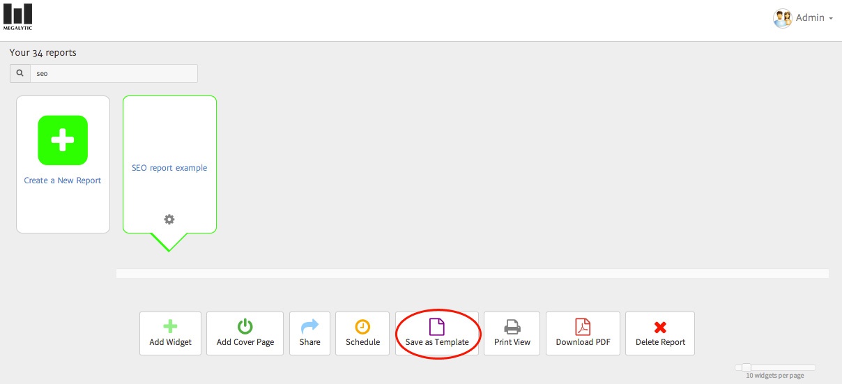 Megalytic saving a report as a template