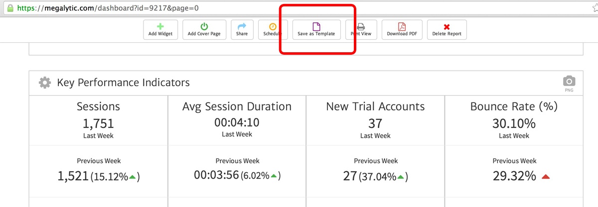 Saving a Report as a Template in Megalytic