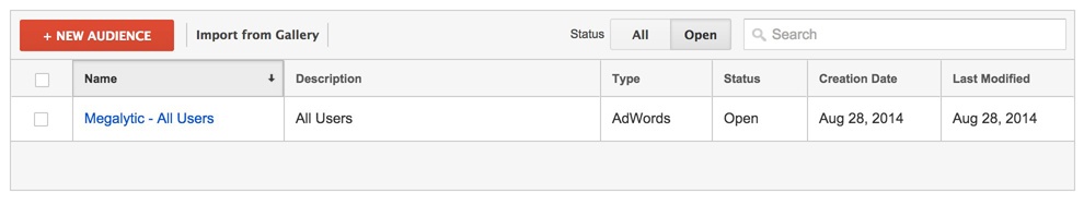 saved remarketing list in google analytics