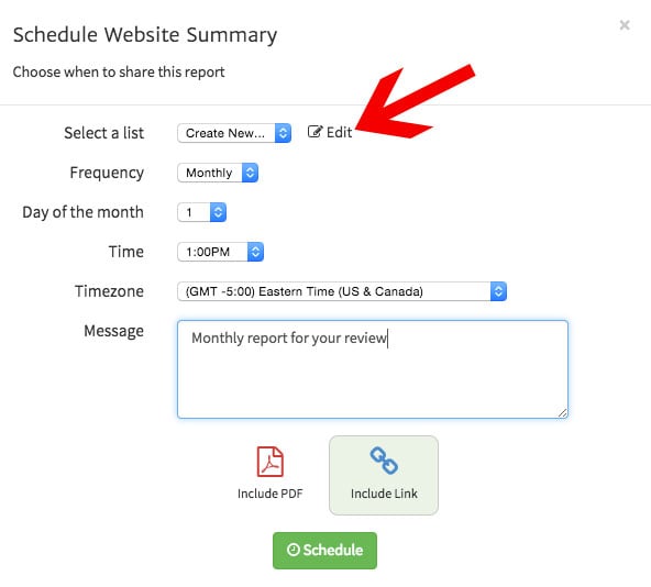 Scheduling a Report from Megalytic