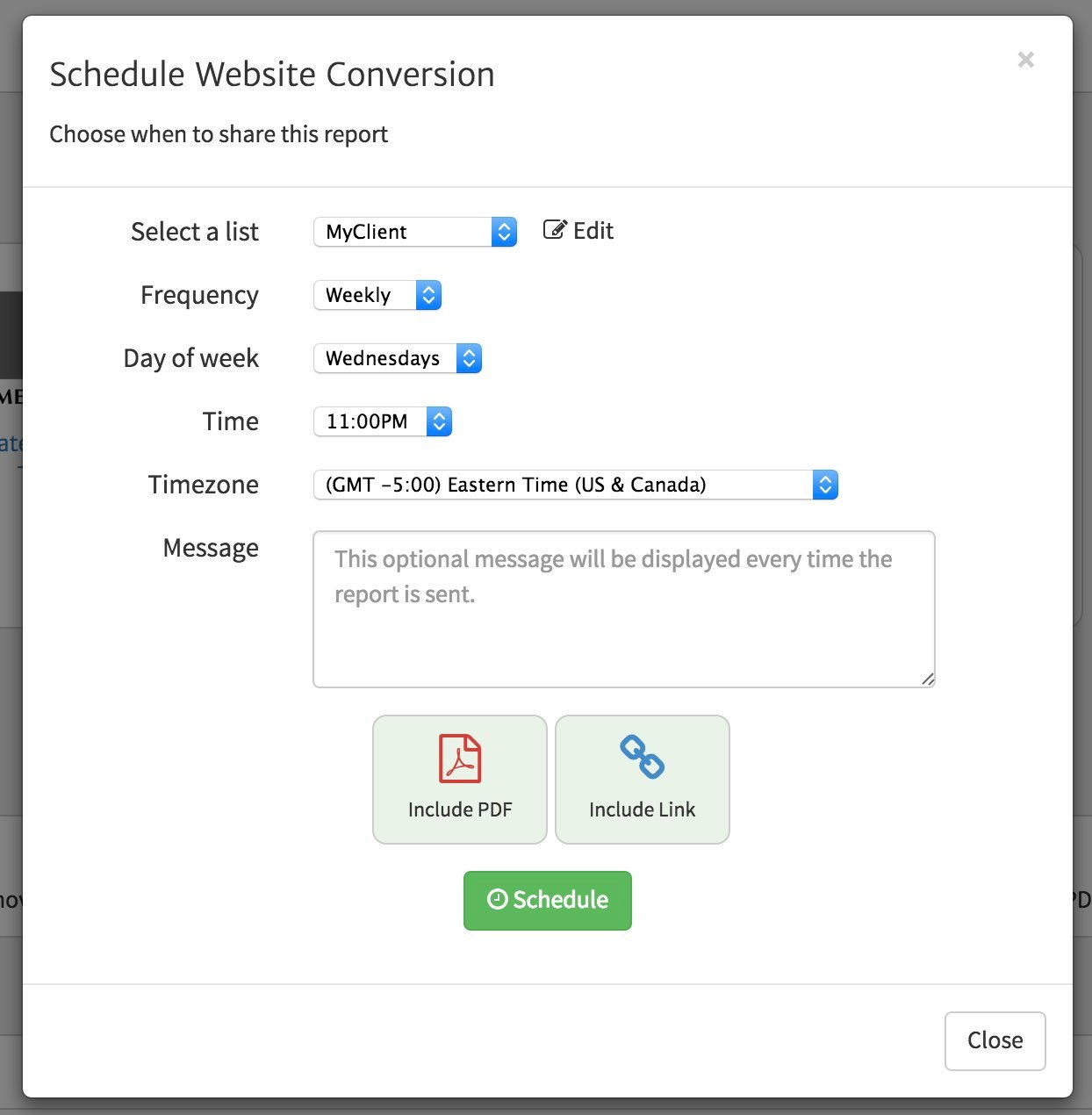Megalytic - Schedule Report