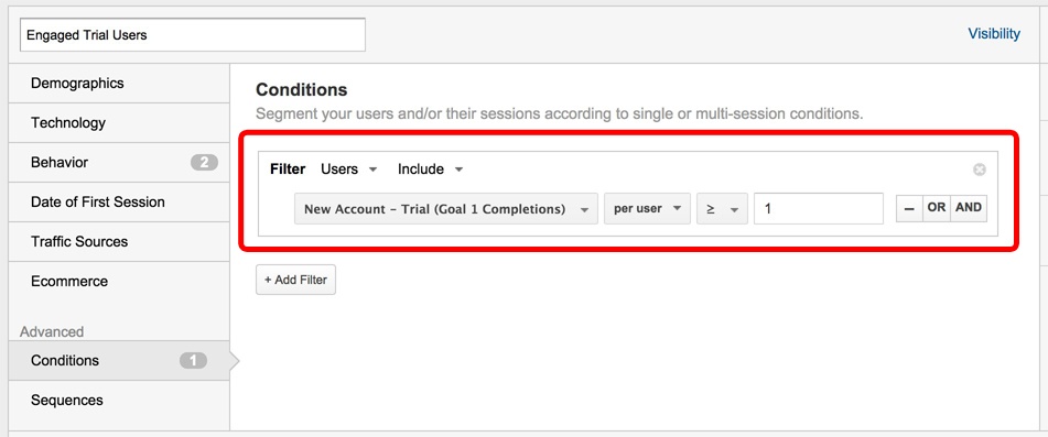 additional conditions on segment for remarketing