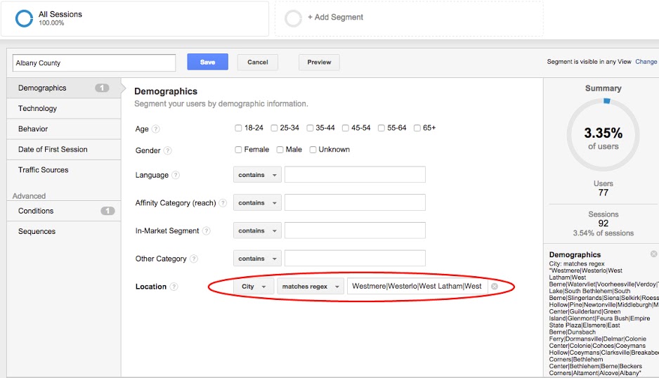 Google Analytics Segment by Country