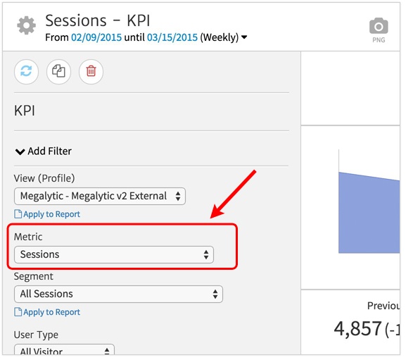 Megalytic Widget Selecting a Metric
