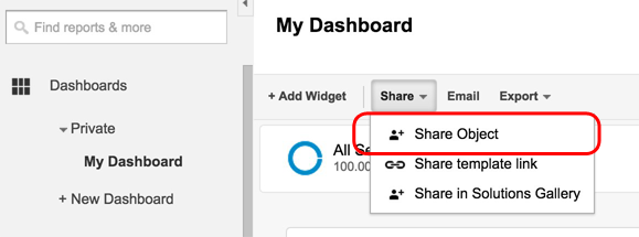 Sharing a Google Analytics Dashboard