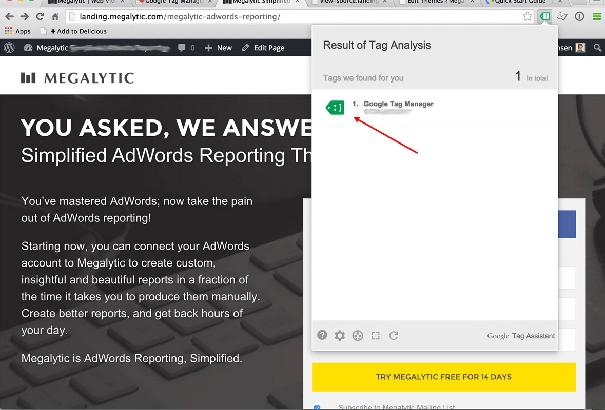 Testing Google Tag Manager Installation with Tag Assistant