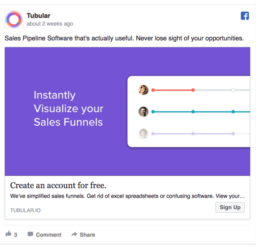 Tubular Facebook Lead Ad