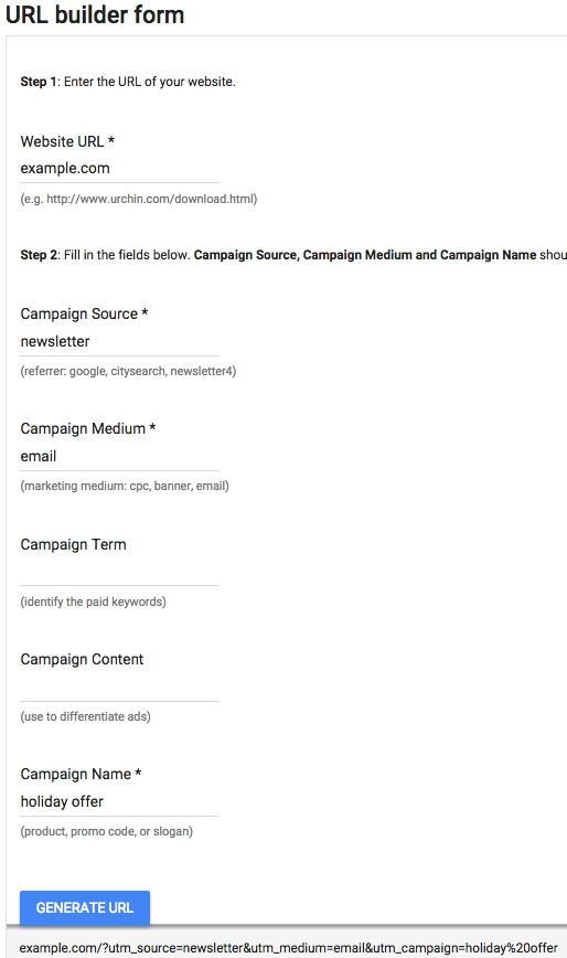 Google Tagging URL Builder
