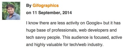 comment screenshot from Yoast blog about Google+