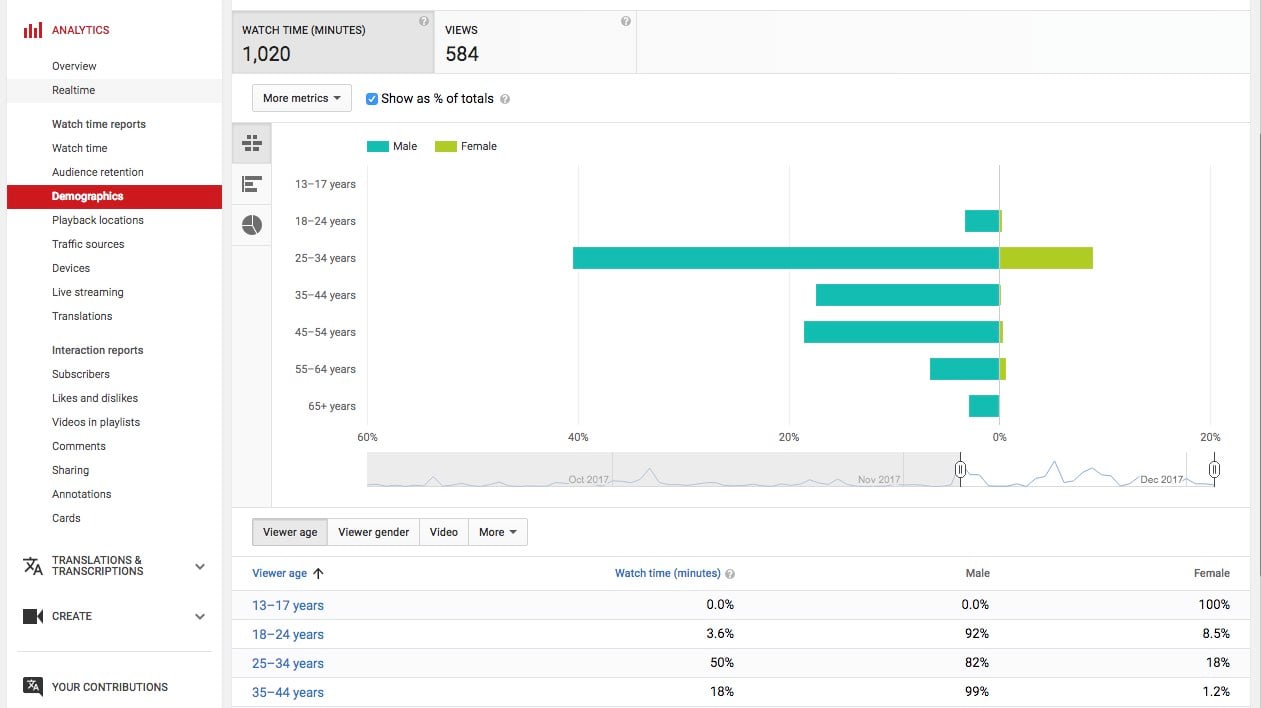 YouTube Analytics Demographics